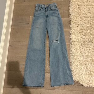 Joe’s Jeans Denim The Goldie Flavor Light Blue Wide Boot Cut Distressed Jeans 25